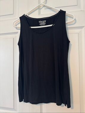 Chico's Black Scoop Neck Sleeveless Tank 00